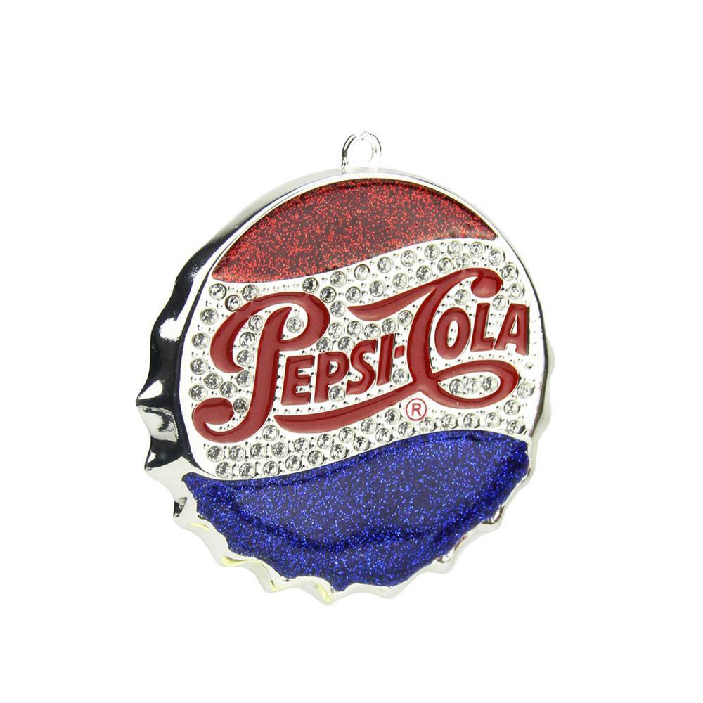 Pepsi Bottle Logo - 3 in. Silver Plated Classic Pepsi-Cola Bottle Cap Logo Christmas ...