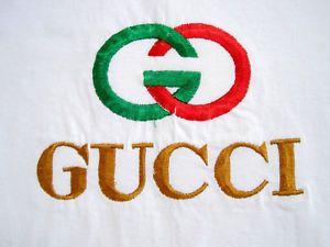 Vintage Gucci Logo - AUTHENTIC!! vintage GUCCI embroidered logo T SHIRT italy HIP HOP
