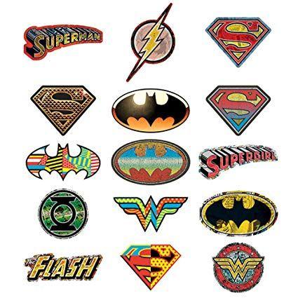 Flash Superhero Logo - 15 DC Comic Logo Stickers - Set of 15 Batman, Superman, Wonder Woman,  Flash, Green Lantern Stickers