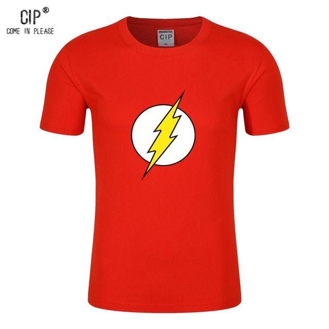 Flash Superhero Logo - US $7.01 29% OFF. 100% Cotton Comic LOGO Super Hero T Shirt The Flash Shirt Boy Short Sleeved Boys Clothing Summer Superhero T Shirts For Kids In