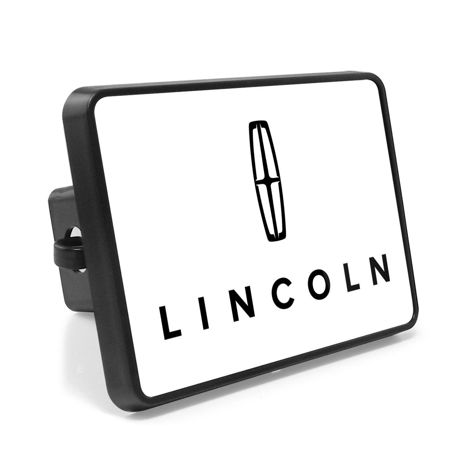 White Lincoln Logo - Lincoln Logo UV Graphic White Metal Plate on ABS Plastic 2 inch Tow ...