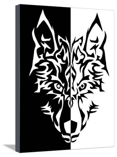 Black and White Wolves Logo - Black White Wolf Animal Wolves Stretched Canvas Print by Wonderful ...