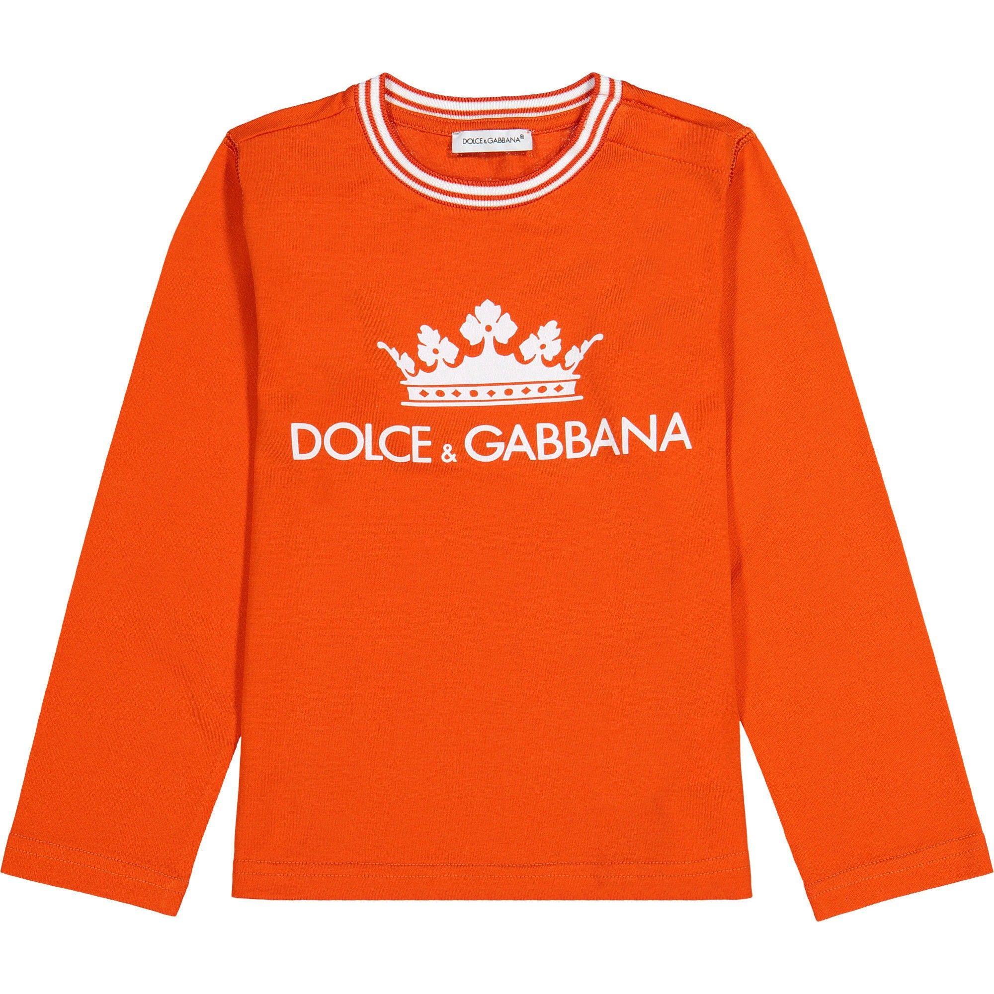 Orange Crown Logo - Dolce & Gabbana Baby Crown Logo Long Sleeve Top