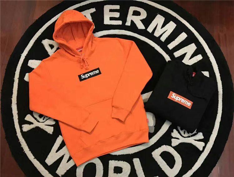 Orange and Black Box Logo - Sweatshirts & Hoodies / SUPREME VLONE BOX LOGO HOODIE ORANGE BLACK