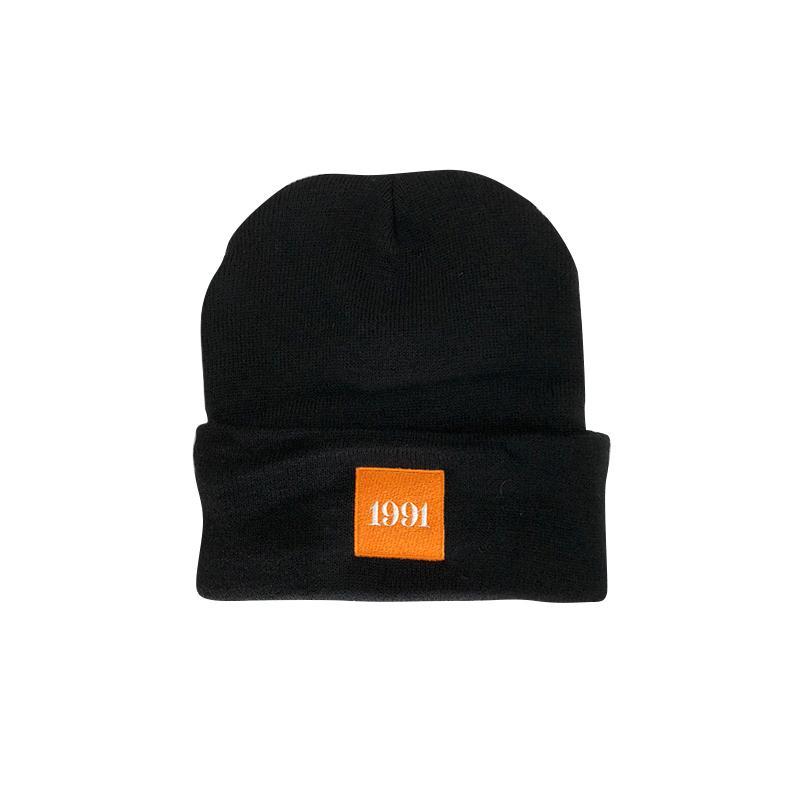 Orange and Black Box Logo - 1991 Black Fishermen Beanie / Orange Box Logo – 1991 Skateshop ...