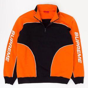 Orange and Black Box Logo - Supreme FW18 Speedway Half Zip Sweatshirt Pullover Box Logo tee