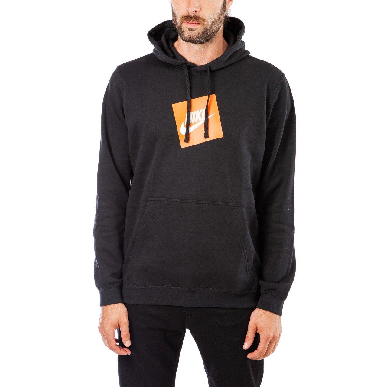 Orange and Black Box Logo - Nike Sportswear Box Logo Hoodie (Black)