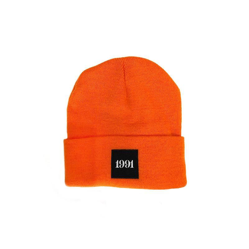 Orange and Black Box Logo - Orange Fishermen Beanie / Black Box Logo