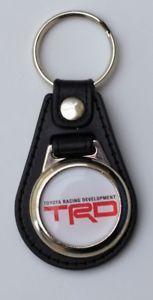 Sleek Racing Logo - TRD Black Leather Style Keyring with Toyota Racing Development Logo
