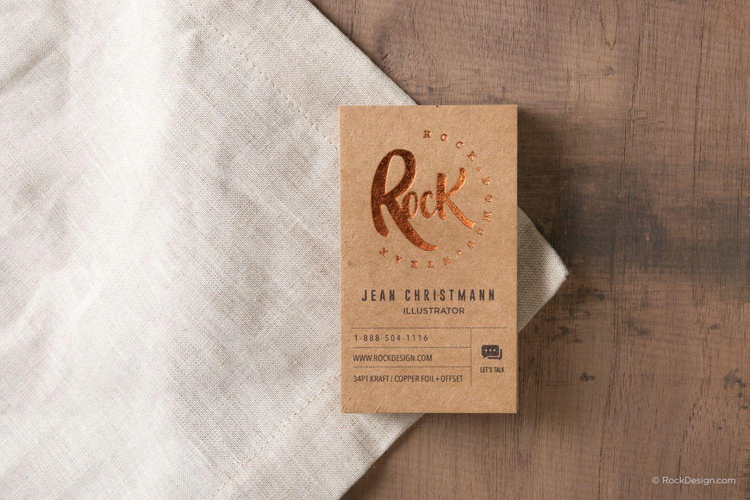 Copper Colored Logo - COPPER FOIL printed business card template | RockDesign.com