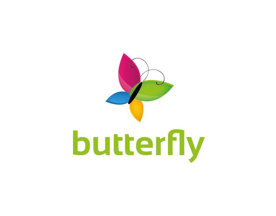 Logo with Green Logo - Butterfly Logo - Abstract Colorful Butterfly with Green Text ...