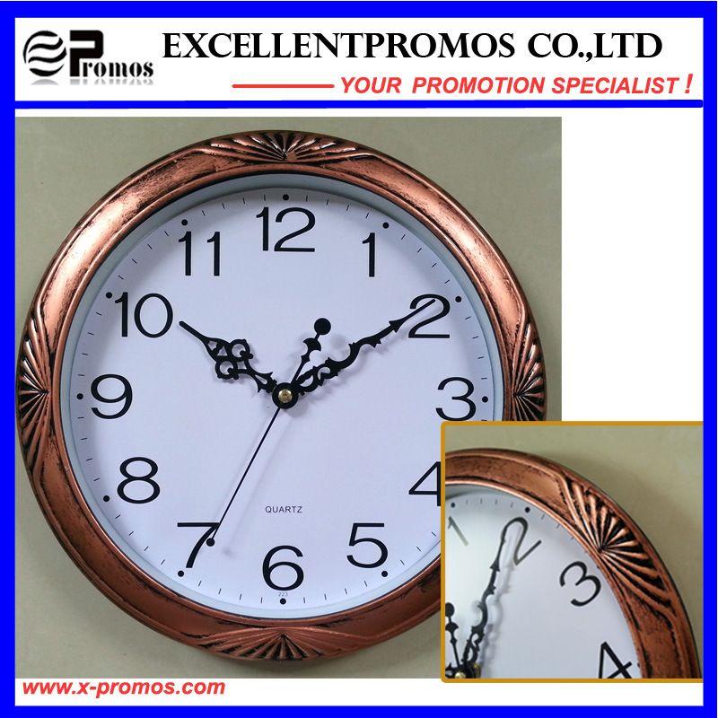 Copper Colored Logo - China Copper-Colored Frame Logo Printing Round Plastic Wall Clock ...