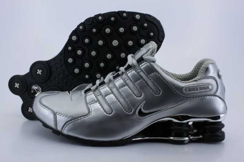 Silver Nike Logo - Nike Silver Shox Nz Men's Black Electroplate Shoes In With Nike Logo ...