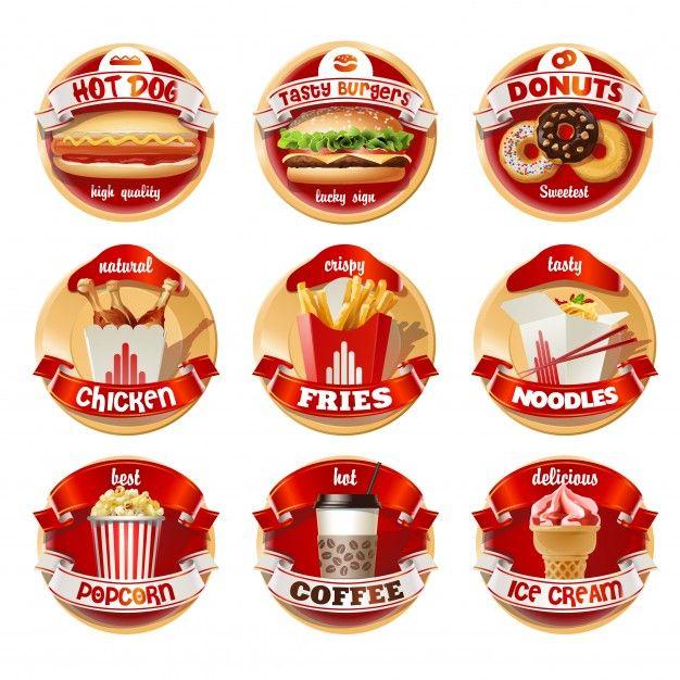 Fast Food Ice Cream Logo - Vector set of fast food logos, stickers Vector