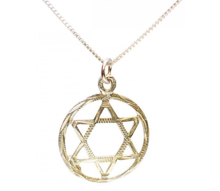 Silver Star with Circle Logo - Sterling Silver Star of David Pendant in Circle | aJudaica.com