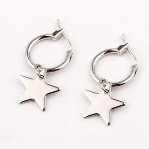 Silver Star with Circle Logo - Silver Star Charm Circle Hoop Earrings Festival Boho Lucky Earring C ...