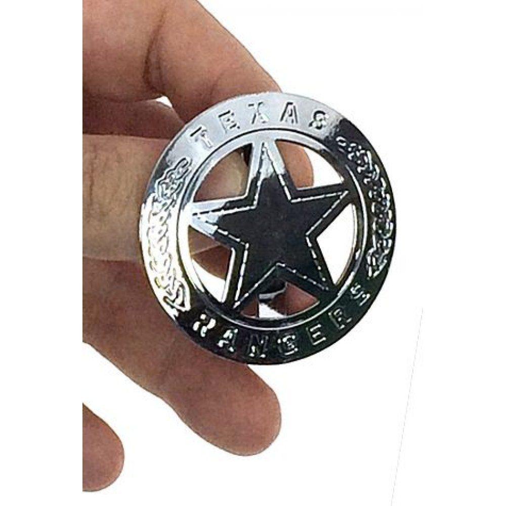 Silver Star with Circle Logo - Texas Ranger Badge Circle Silver Star : Tin Wild West Clip On