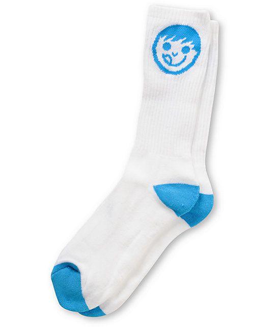 Zumiez Neff Logo - Neff Logo White & Blue Crew Socks