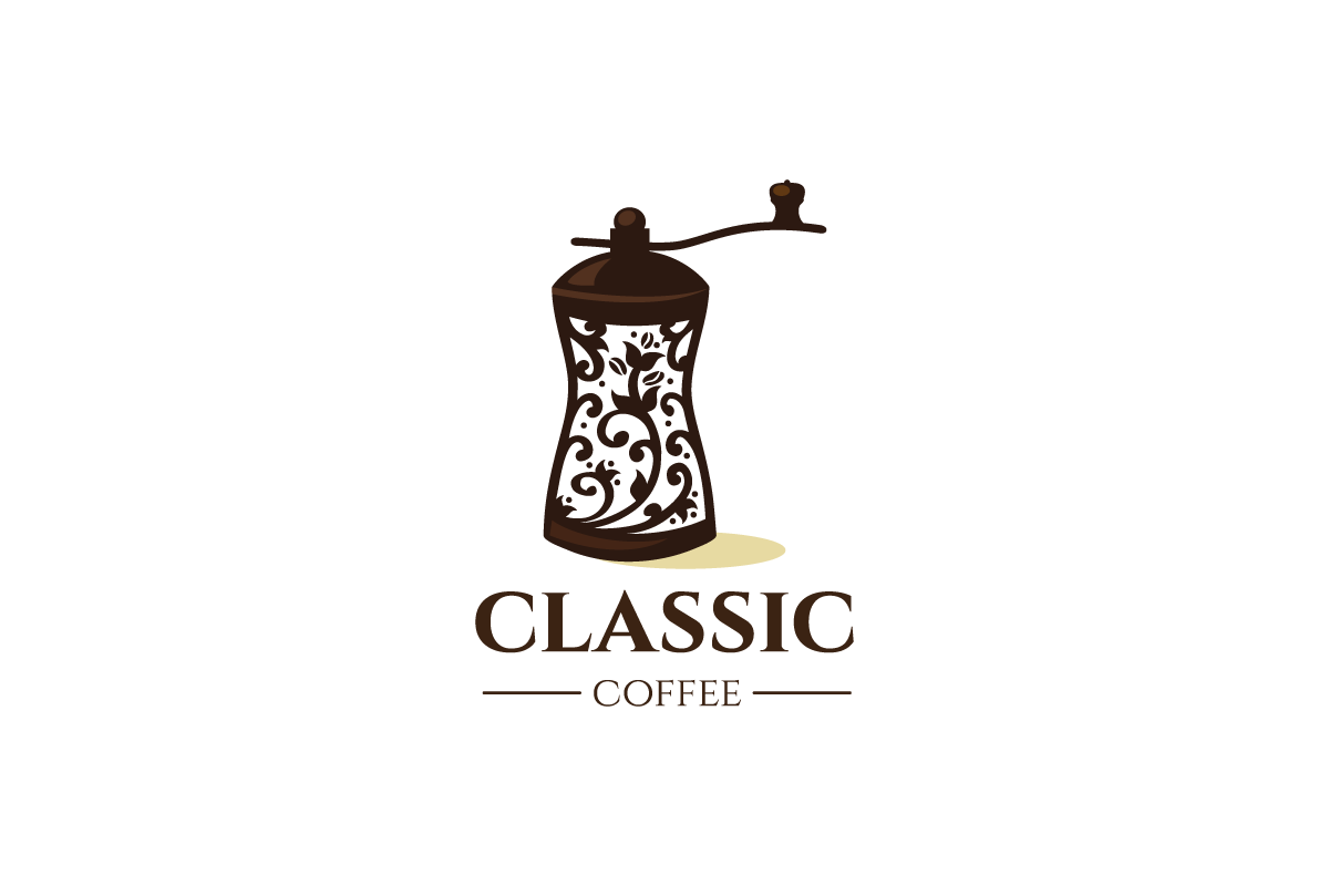 Classic Brown Logo - Classic Coffee—Coffee Grinder Logo Design | Logo Cowboy