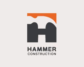 H Construction Logo - Hammer Construction Logo design - Hammer in H bold shape(Negative ...