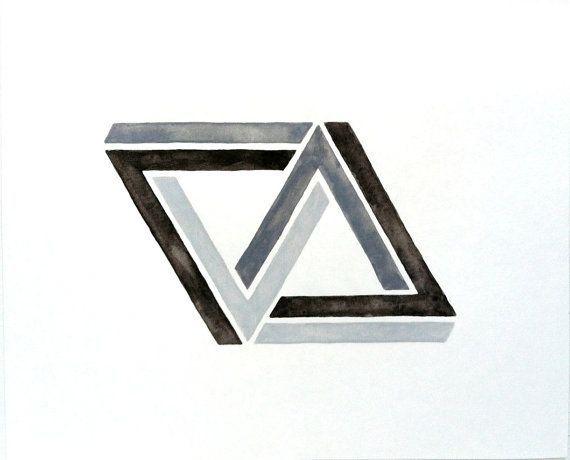 Paradox Triangle Logo - Linked 3D Penrose Impossible Triangle / Geometric Art / Optical ...