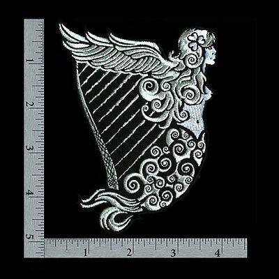 Winged Harp Logo - VEGASBEE® IRISH HERITAGE Harp Winged Maiden Erin Silver Embroidered ...