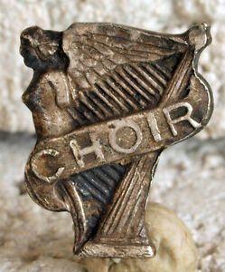 Winged Harp Logo - VINTAGE STERLING SILVER WINGED ANGEL SINGING HARP HIGH SCHOOL CHOIR