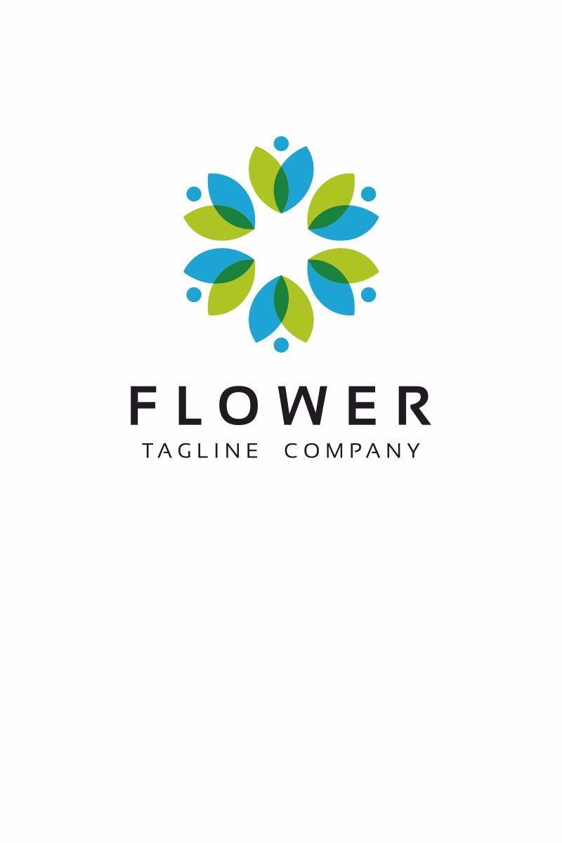 Company with Green Flower Logo - Flower Flat Green Logo Template. Background. Logos