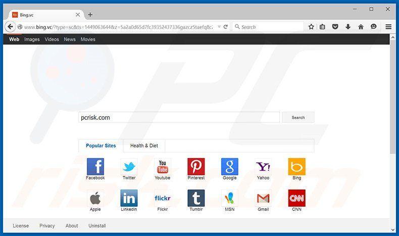 Bing Browser Logo - How to get rid of Bing.vc Redirect - Virus removal guide