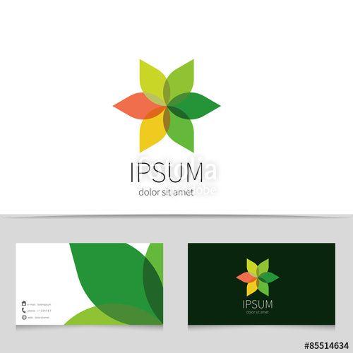 Company with Green Flower Logo - Creative flower logo design with business card template. Trendy eco
