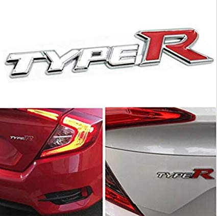 White Red R Logo - DATEEN Type R Chrome Logo White Red Sign Decal Emblem: Amazon.in ...