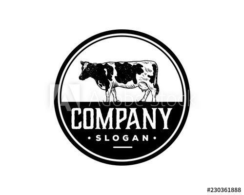 Cow Circle Logo - Hand Drawing Vector Livestock Cow or Cattle Farm Animal Sign Symbol ...