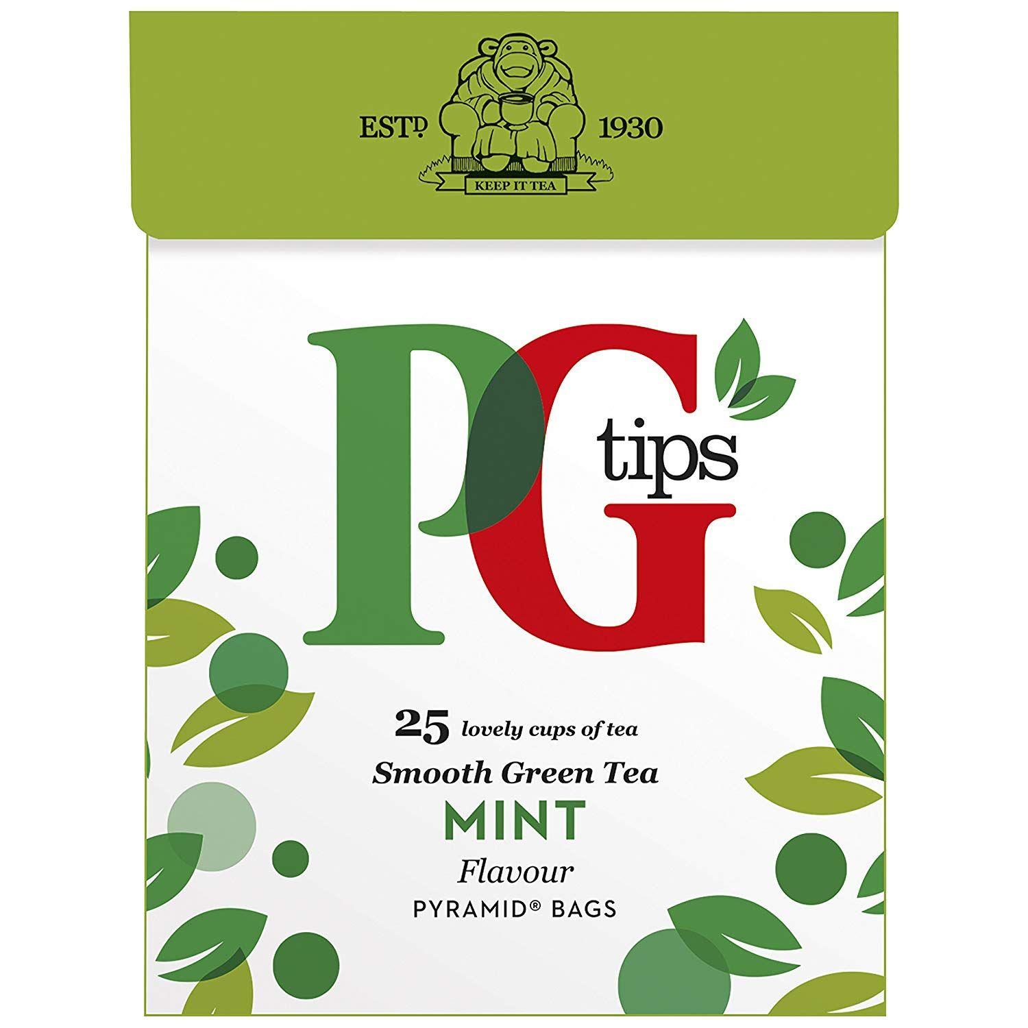 Green Pyramid Logo - PG tips Green Tea & Mint 25s Pyramid Teabags 40g: Amazon.co.uk
