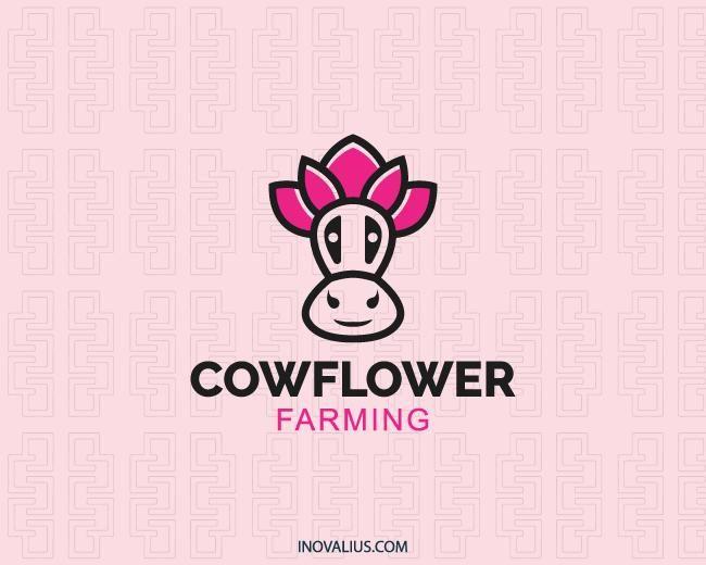 Cow Circle Logo - Cow Flower Logo Design