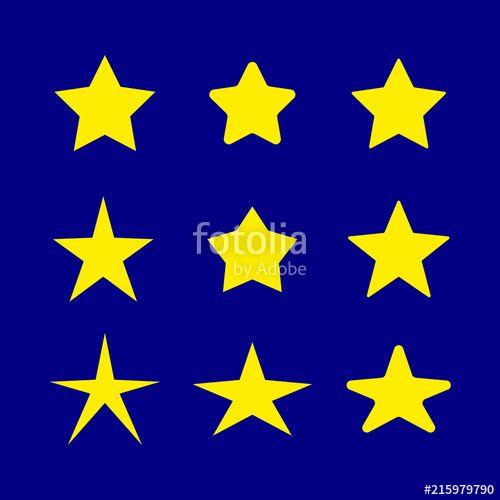 Blue Star with Yellow Background Logo - Vector Set of Stars, Yellow Icons on Dark Blue Sky Background, Night ...
