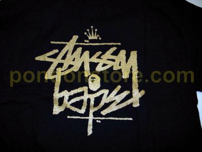 Stussy X BAPE Logo - A BATHING APE : stussy x bape Special Operations black/gold tee ...