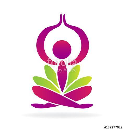 Yoga Flower Logo - Yoga Pray Man With Lotus Flower Logo Stock Image And Royalty Free