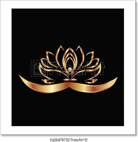 Yoga Flower Logo - Free art print of Yoga and lotus logo. Gold Yoga lotus flower logo ...