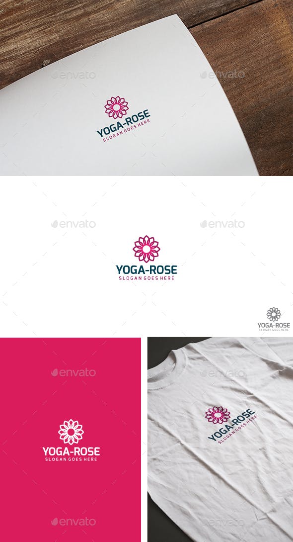 Yoga Flower Logo - Yoga Rose Flower Logo by 3ab2ou | GraphicRiver