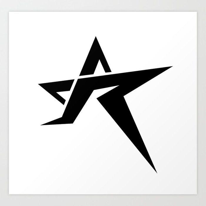 Star and White R Logo - Letter R star Art Print