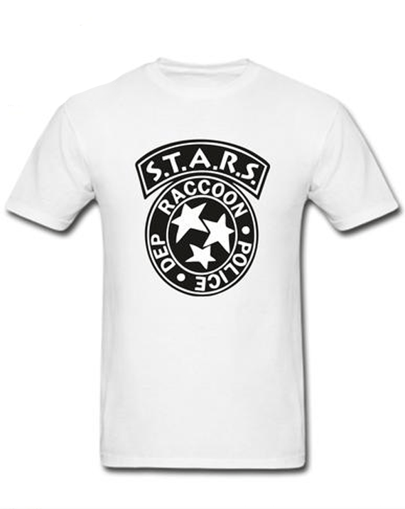 Star and White R Logo - Mens White Resident Evil Stars Raccoon Police Logo T Shirt