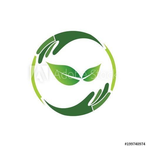 Green Recycle Logo - green recycle logo design with hand and leaf this stock vector