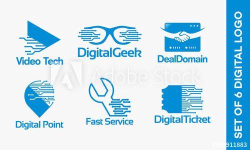 Tech Service Logo - Set Of Video Technology logo, Digital Geek Logo, Domain Deal Logo