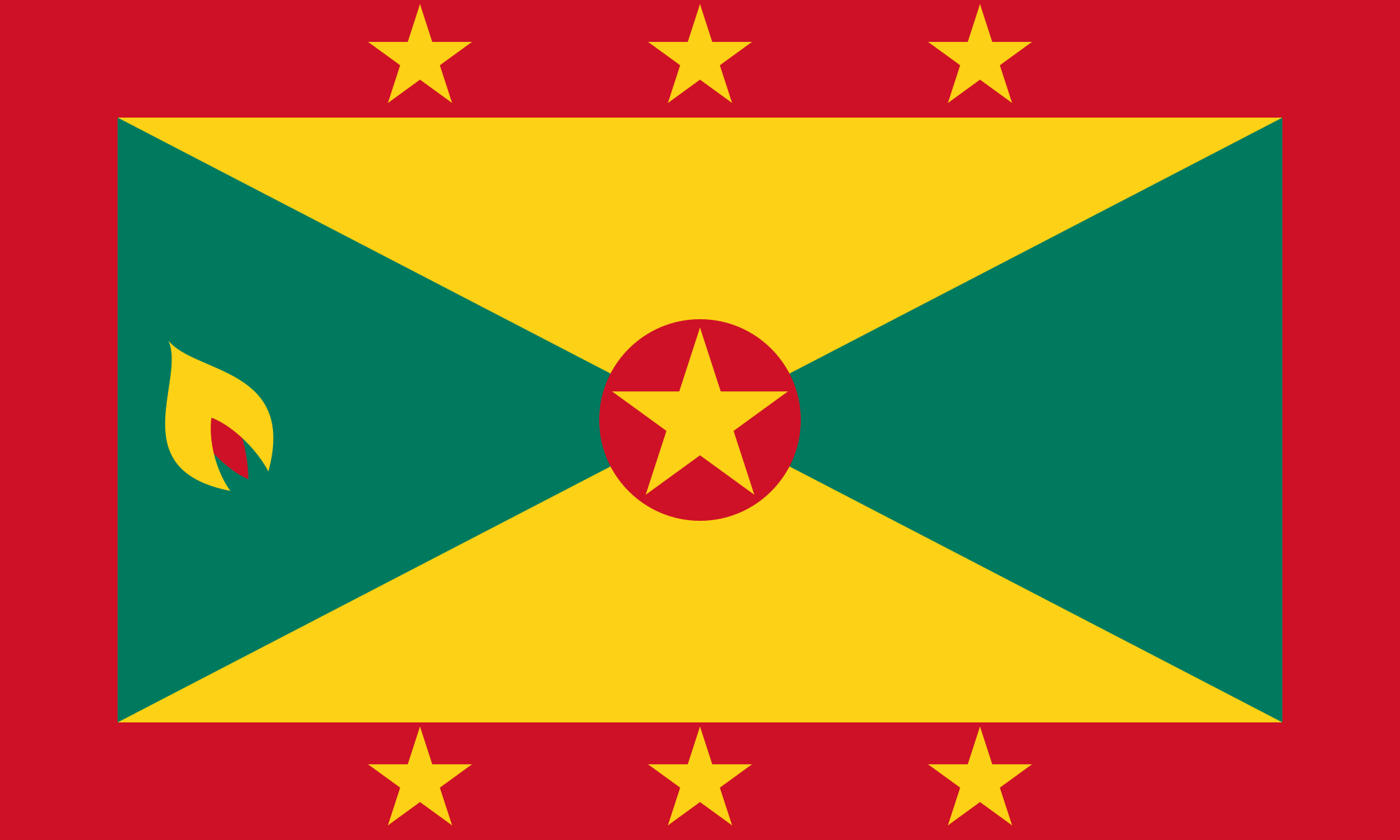 Yellow-Green Flag with Triangle Logo - Flag of Grenada