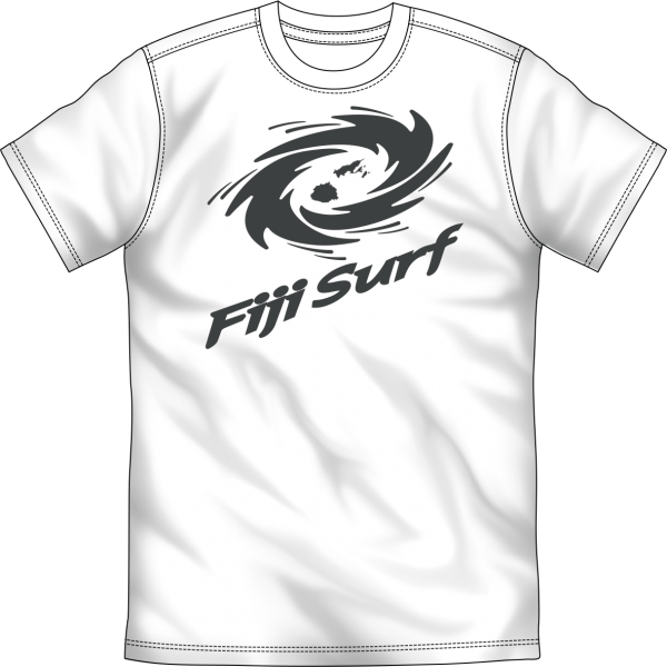 White Swirl Logo - FIJI SURF CO “cyclone swirl logo” WHITE TEE
