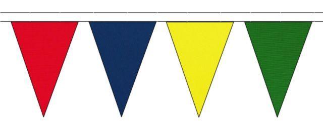 Yellow-Green Flag with Triangle Logo - Red Royal Blue Yellow & Mid Green Triangular Flag Bunting With