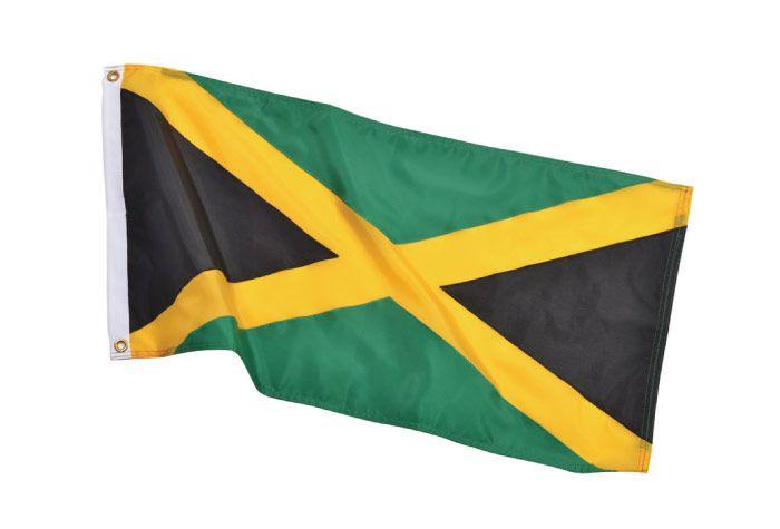 Yellow-Green Flag with Triangle Logo - Jamaican Flag National Symbol
