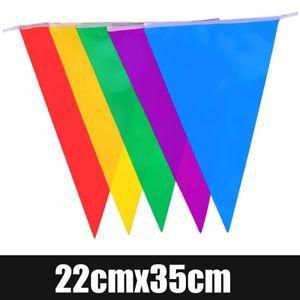 Yellow-Green Flag with Triangle Logo - 50M 100M Multicolour Bunting Triangle Flags Polyester Party Rainbow