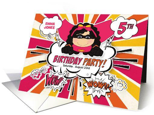 5th Comic Book Style Logo - 5th Birthday Party for Girls Superhero Pink Comic Book... (1510452)