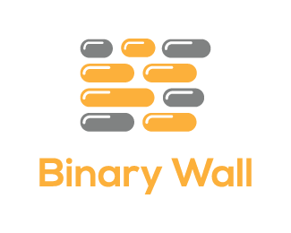 Amber Colored Logo - Binary wall Logo design - Two colored logo represents a digital wall ...